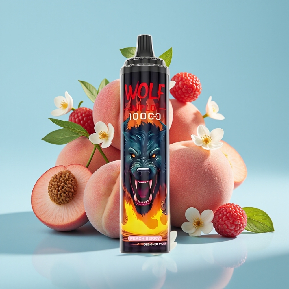 JNR Wolf Niplo 10000 Puffs Chile vape 20ml Durazno Baya 5% Nicotina Tipo-C 650mAh