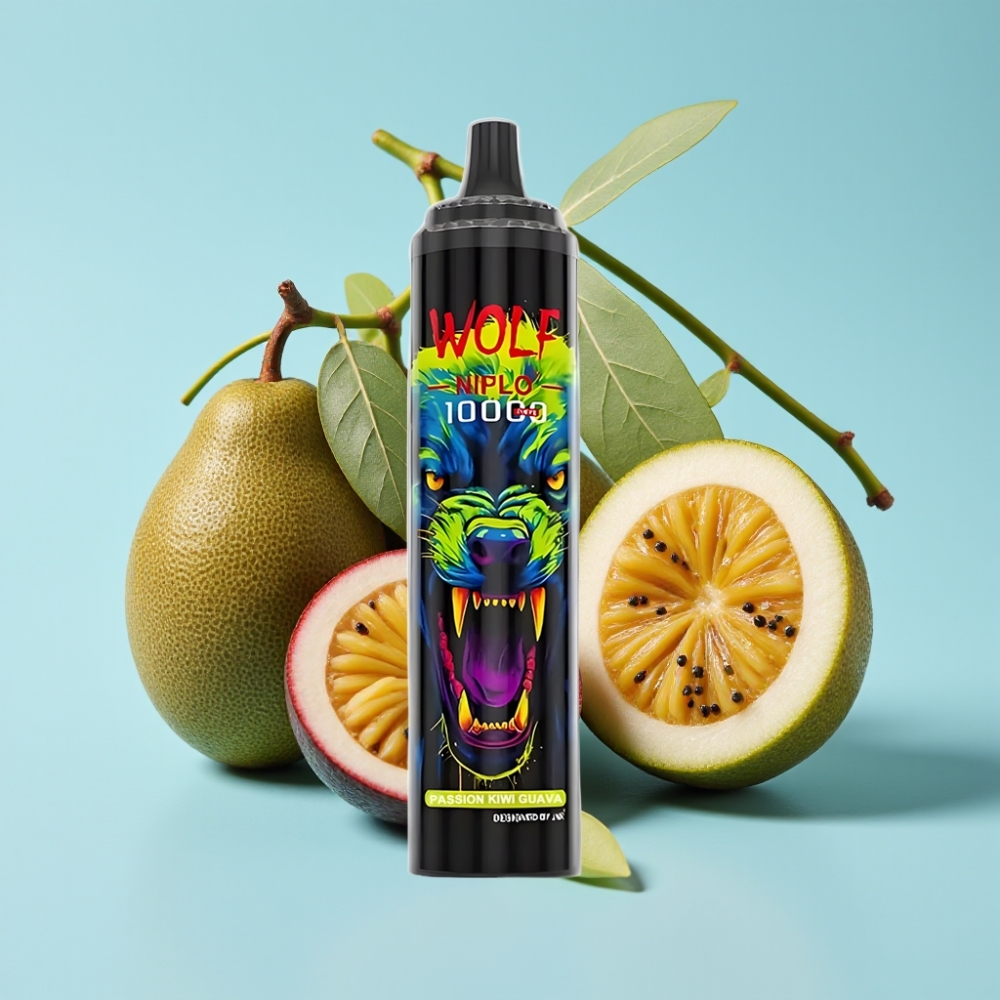 JNR Wolf Niplo 10000 Puffs Chile vape Desechable Pasión Kiwi Guava, 20ml, 5%, carga rápida Type-C, 650mAh