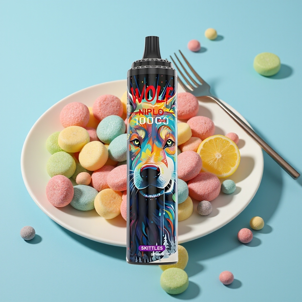 JNR Wolf Niplo 10000 Puffs Chile vape Skittles, 20ml, 5% nicotina, carga rápida Type-C
