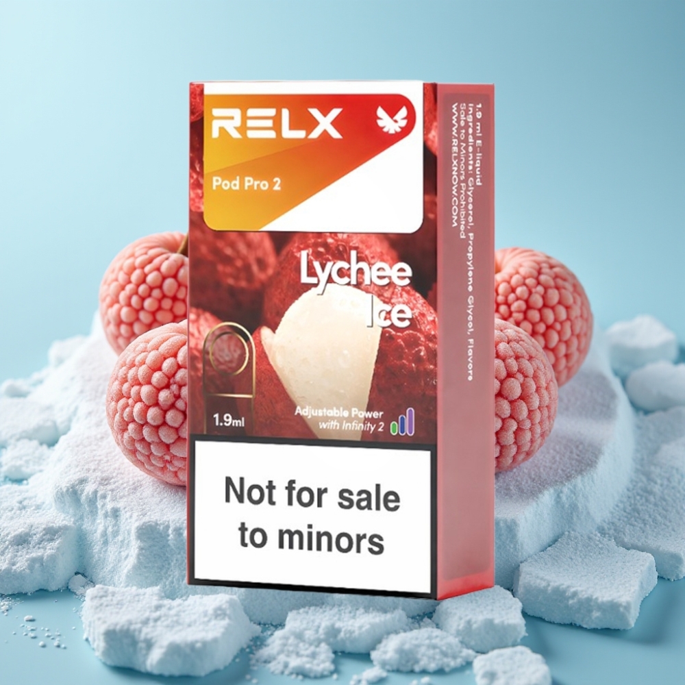 RELX Pod Pro 2 Chile Vape 0% Nicotina, 600 Caladas, 1.9ml, 3 Modos (Eco 5.5W/Smooth 6.5W/Boost 8W), Lichi Hielo, 2-3 Pods/Pack