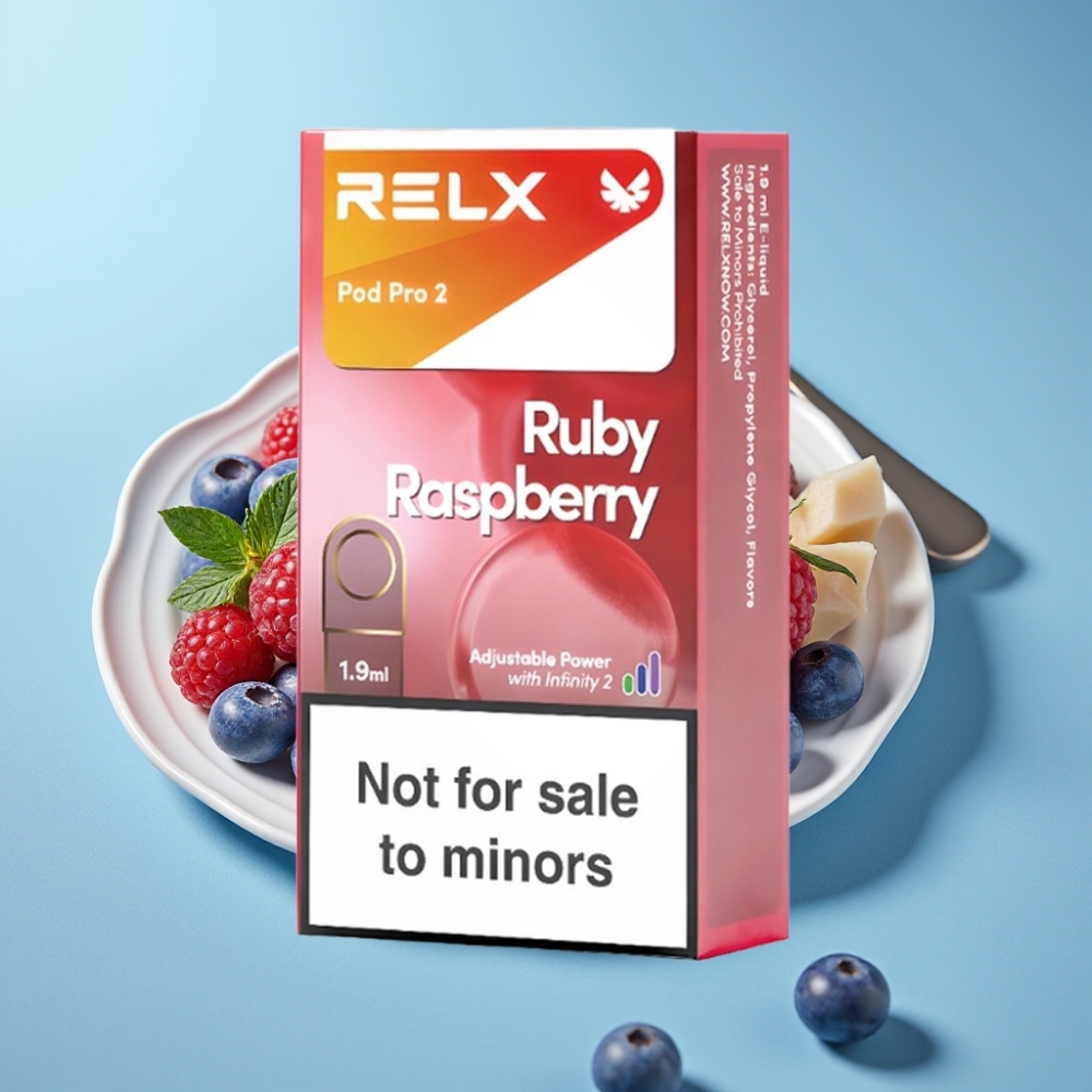 RELX Pod Pro 2 Chile Vape 0% Nicotina, 600 Caladas, 1.9ml, Modos Eco/Smooth/Boost, Frambuesa Azul