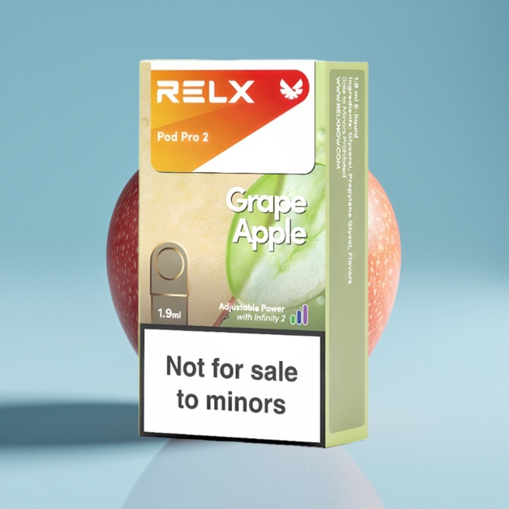 RELX Pod Pro 2 Chile Vape 0% Nicotina 600 Puffs 1.9ml Uva Manzana Modos Eco/Smooth/Boost