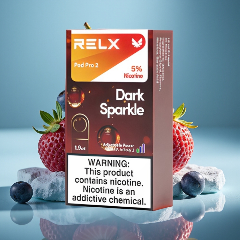 RELX Pod Pro 2 Chile Vape Nicotina 5%, 600 caladas, 1.9ml, 3 ajustes de voltaje, Sabor Dark Sparkle, Opciones: 2/3 pods/pack