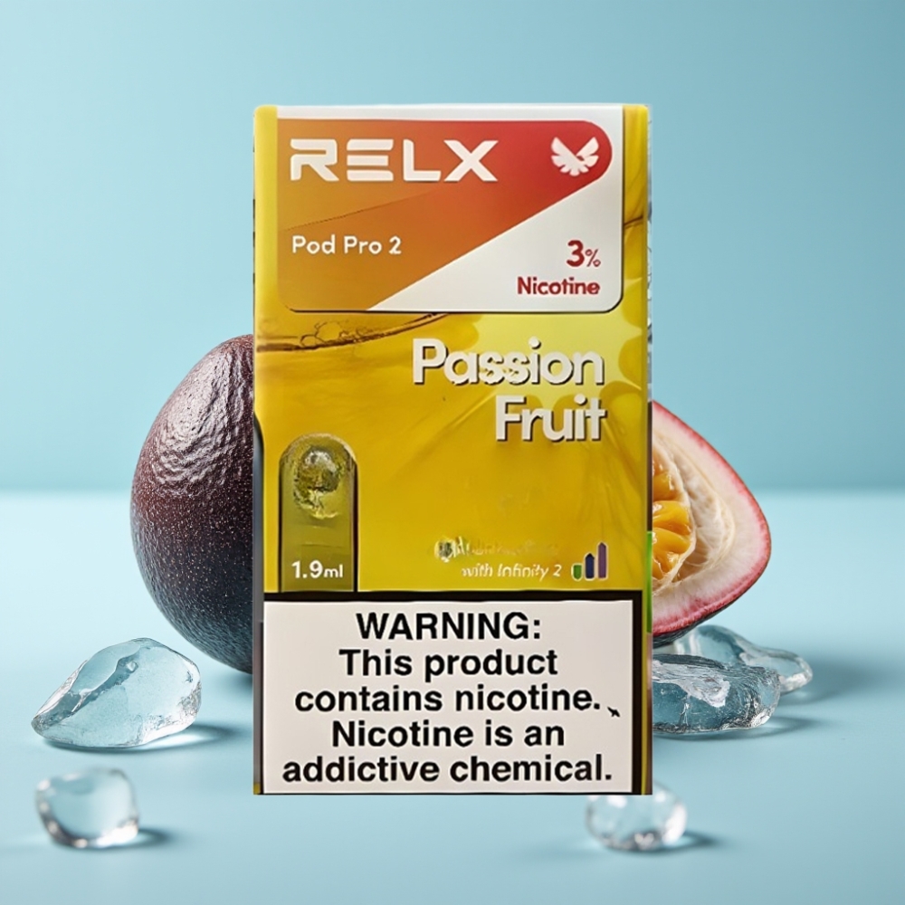 RELX Pod Pro 2 Chile Vape con 3% Nicotina, 600 Caladas, 1.9ml, Modos Eco (5.5W)/Smooth (6.5W)/Boost (8W), Maracuyá, Opciones 2/3 pods/pack
