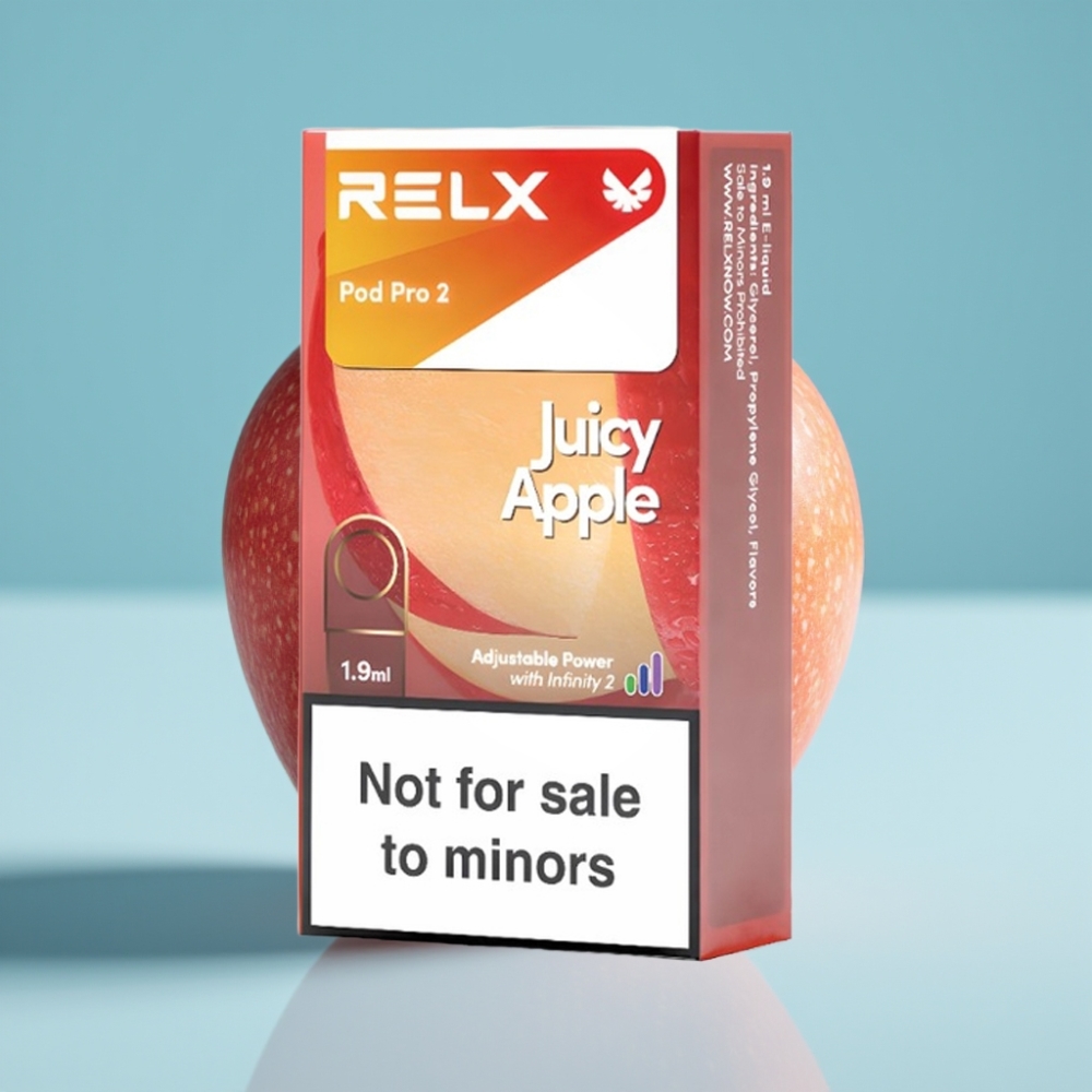 RELX Pod Pro 2 Chile vape 0% nicotina, 600 caladas, 1.9ml, Manzana Jugosa, modos Eco/Smooth/Boost