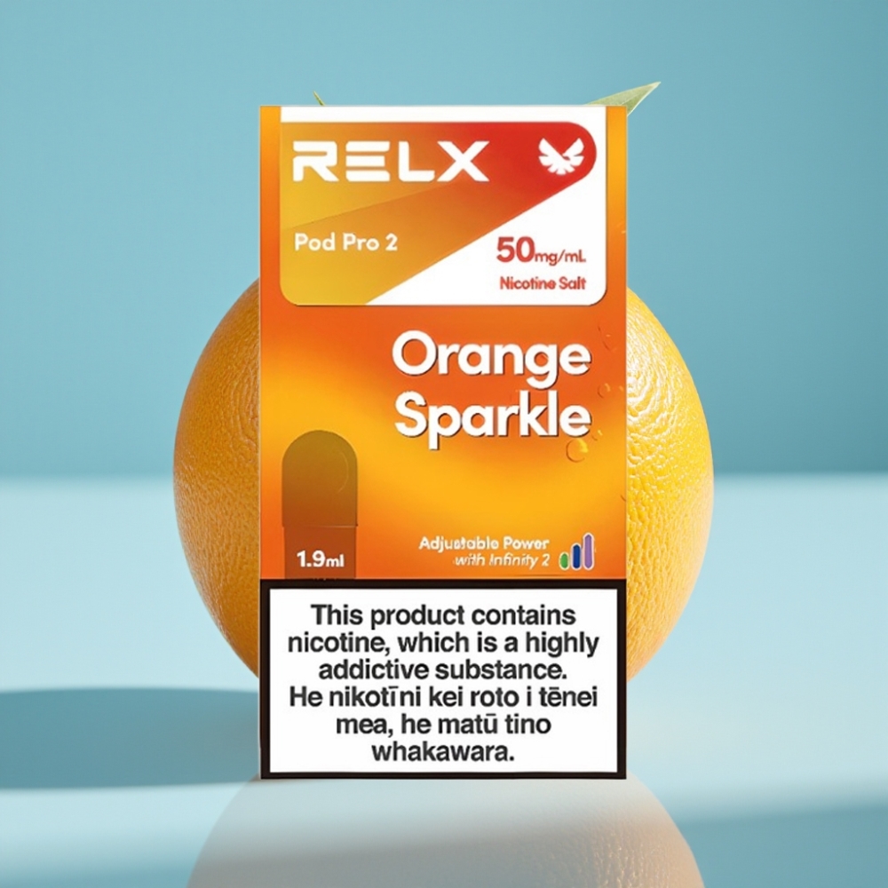 RELX Pod Pro 2 Chile vape 5% nicotina, 600 caladas, 1.9ml, naranja brillante, modos Eco/Smooth/Boost