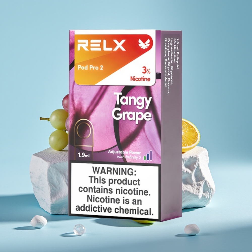 RELX Pod Pro 2 Dispositivo Vape Chile con 3% Nicotina, 600 Caladas, 1.9ml, Uva Ácida, Opciones: 2/3 pods, 3 Modos Voltaje (Eco 5.5W/Smooth 6.5W/Boost 8W)