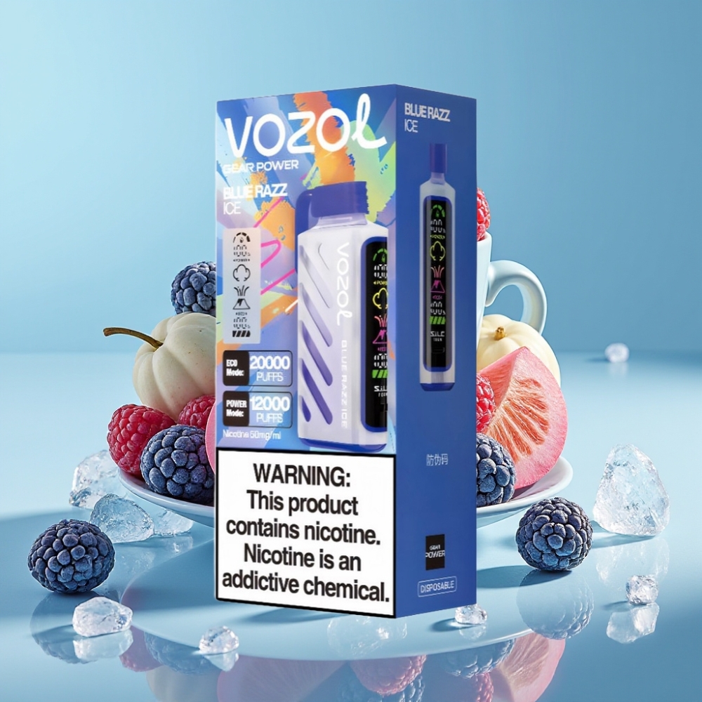 VOZOL Gear Power 20000 Puffs Chile vape Azul Frambuesa Hielo, Tecnología S.i.L.C., Pantalla Completa, 20mL, 5%(50mg)