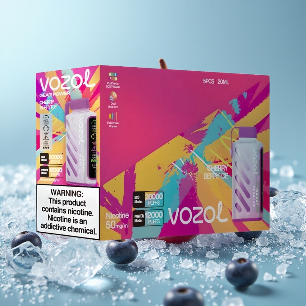 VOZOL Gear Power 20000 Puffs Chile vape Cereza Baya Helada S.i.L.C. Tech, 20mL, 5%(50mg)