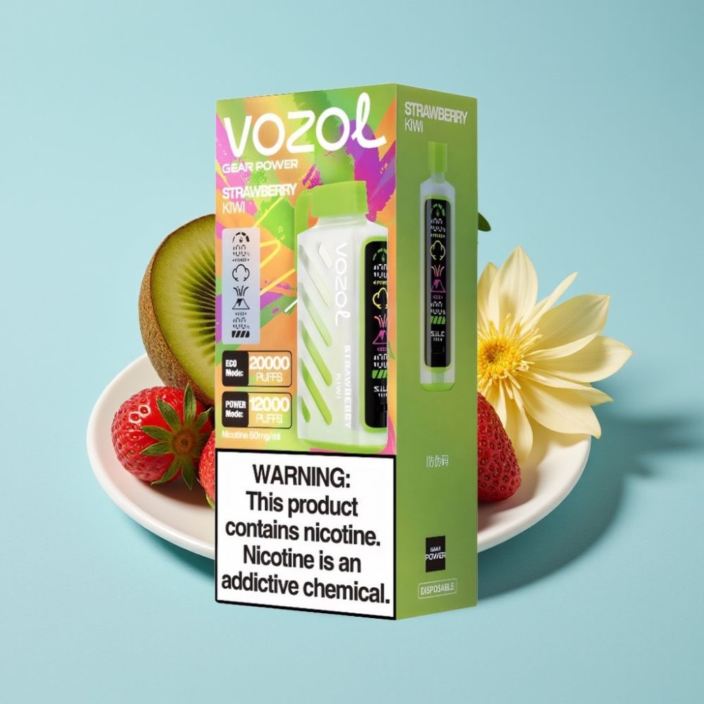 VOZOL Gear Power 20000 Puffs Chile vape Fresa Kiwi Tecnología S.i.L.C. Modo ECO 20000 Puffs Modo POWER 12000 Puffs Doble Malla 20mL 5%(50mg) Pantalla Completa
