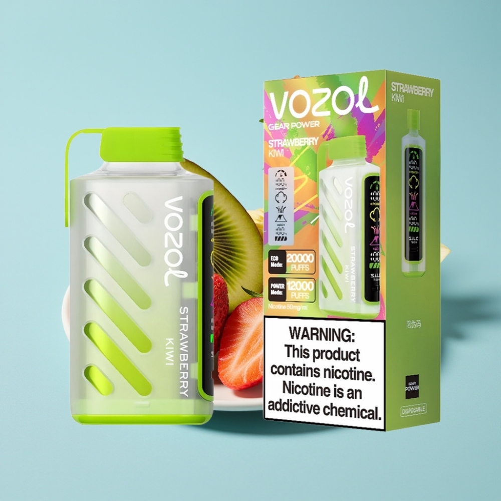 VOZOL Gear Power 20000 Puffs Chile vape Fresa Kiwi Tecnología S.i.L.C. Modo ECO 20000 Puffs Modo POWER 12000 Puffs Doble Malla 20mL 5%(50mg) Pantalla Completa