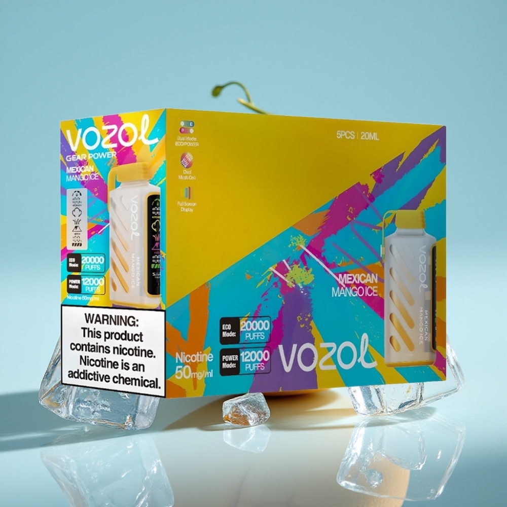 VOZOL Gear Power 20000 Puffs Chile vape Mango Mexicano Hielo Tech S.i.L.C. ECO 20000 Puffs POWER 12000 Puffs Dual Mesh Coil Pantalla Completa 20mL 5%(50mg)