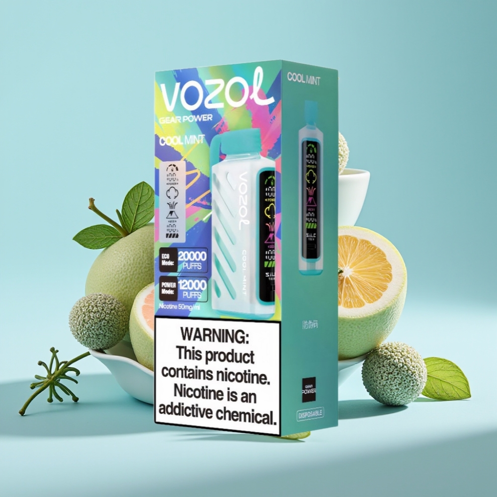 VOZOL Gear Power 20000 Puffs Chile vape Menta Fresca con Tecnología S.i.L.C., Modo ECO 20000 Puffs, Bobina Dual Mesh y Pantalla Completa, 20mL 5%(50mg)