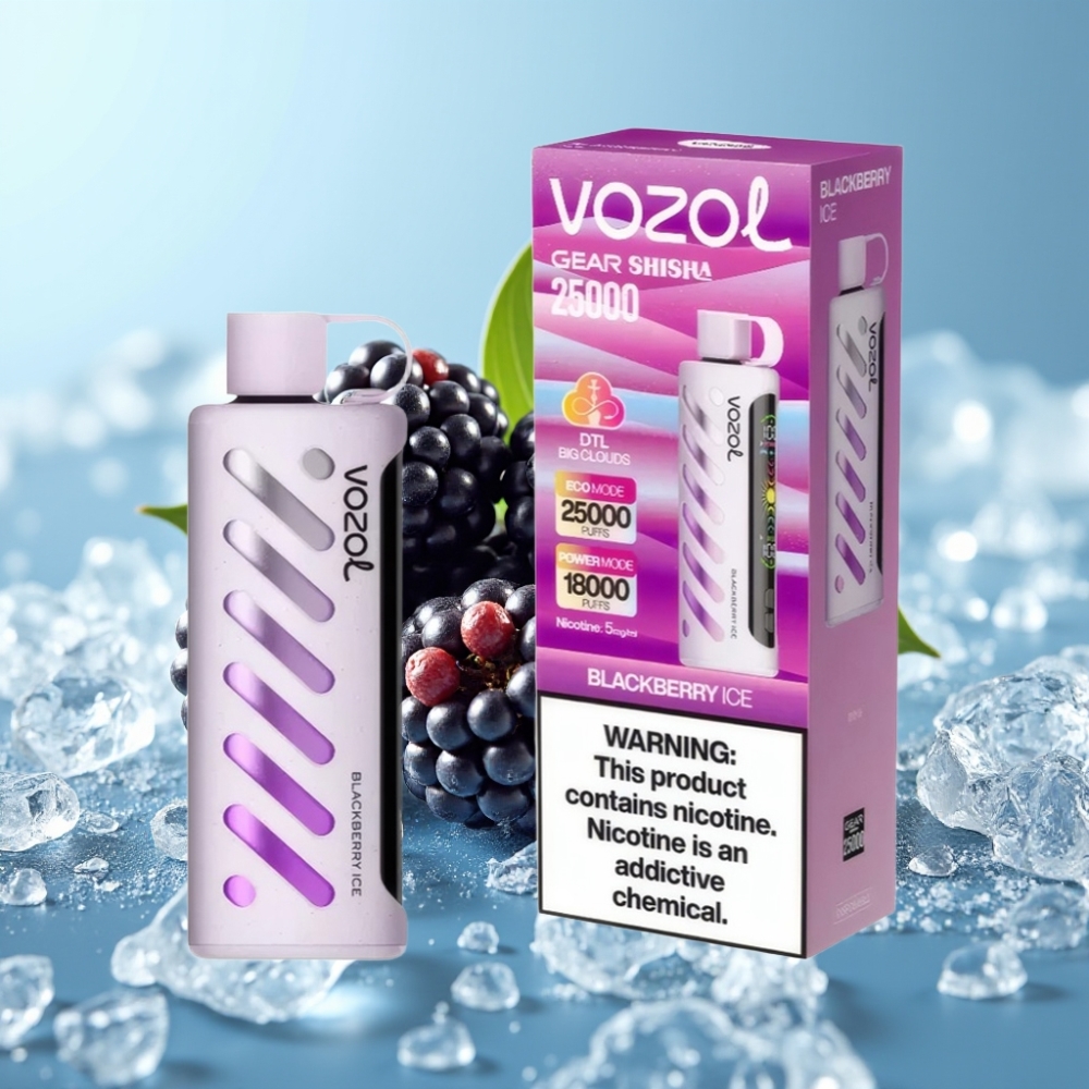 VOZOL Gear Shisha 25000 Puffs Chile Vape Blackberry Ice con 30 Sabores Deliciosos, S.i.L.C Tech, Dual Mesh, 1000mAh, 5mg/ml
