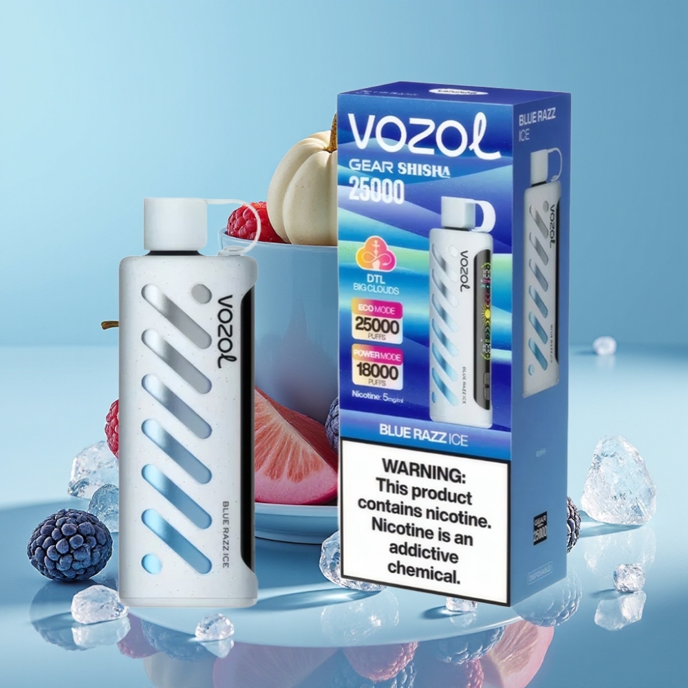 VOZOL Gear Shisha 25000 Puffs Chile Vape Blue Razz Ice, 30 Sabores, S.i.L.C Tech, Dual Mesh, 1000mAh, 5mg/ml