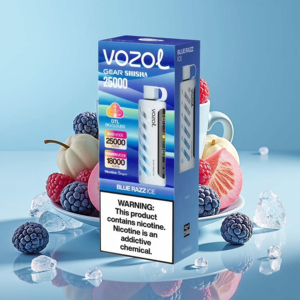 VOZOL Gear Shisha 25000 Puffs Chile Vape Blue Razz Ice, 30 Sabores, S.i.L.C Tech, Dual Mesh, 1000mAh, 5mg/ml