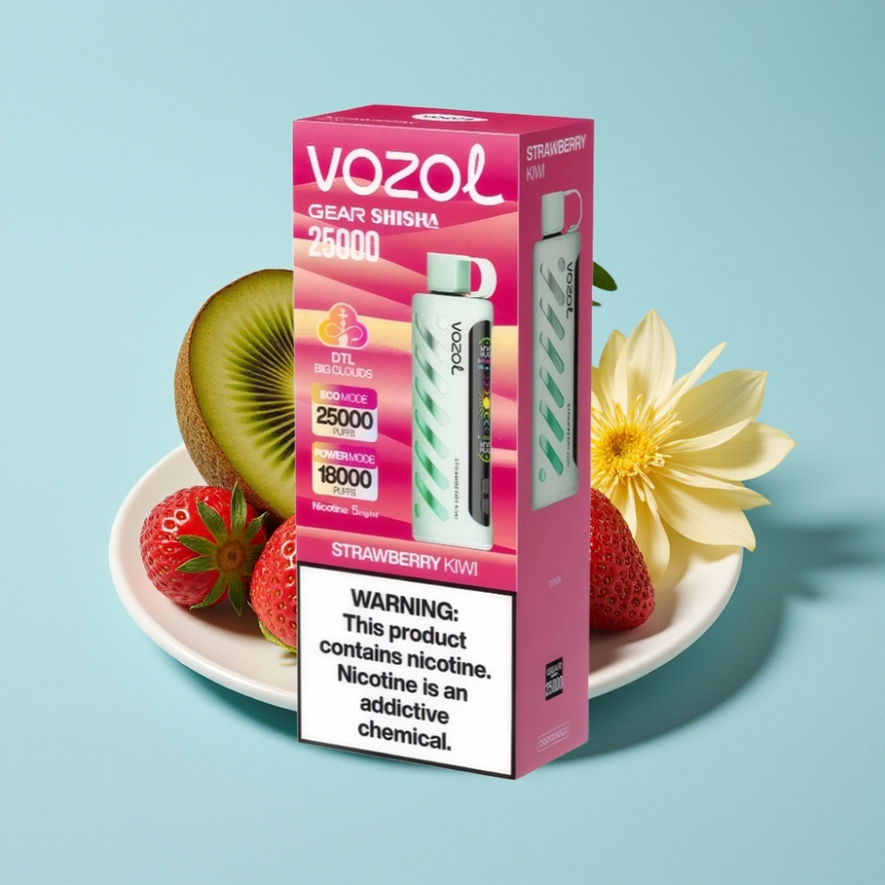 VOZOL Gear Shisha 25000 Puffs Chile Vape Fresa Kiwi 30 Sabores S.i.L.C Tech Dual Mesh 1000mAh 5mg/ml