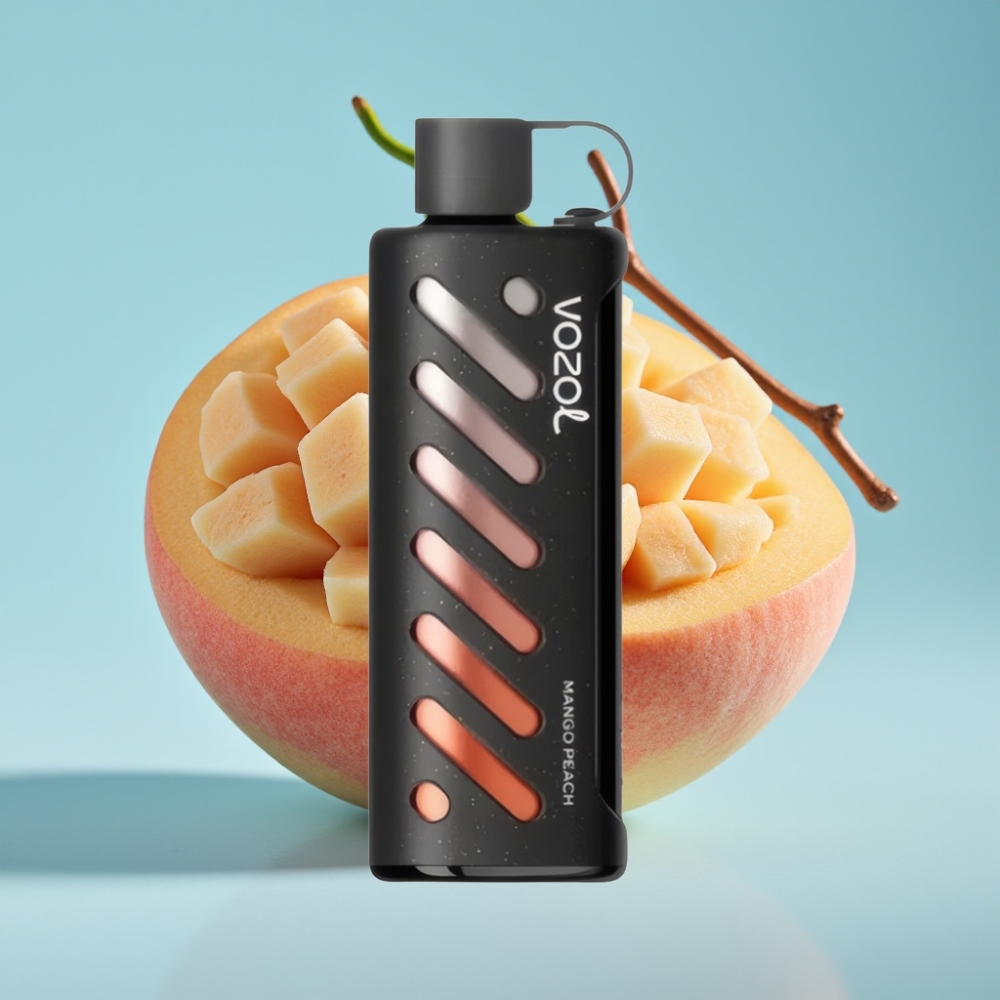 VOZOL Gear Shisha 25000 Puffs Chile Vape Mango Melocotón, 30 Sabores, S.i.L.C Tech, Dual Mesh, 1000mAh, 5mg/ml