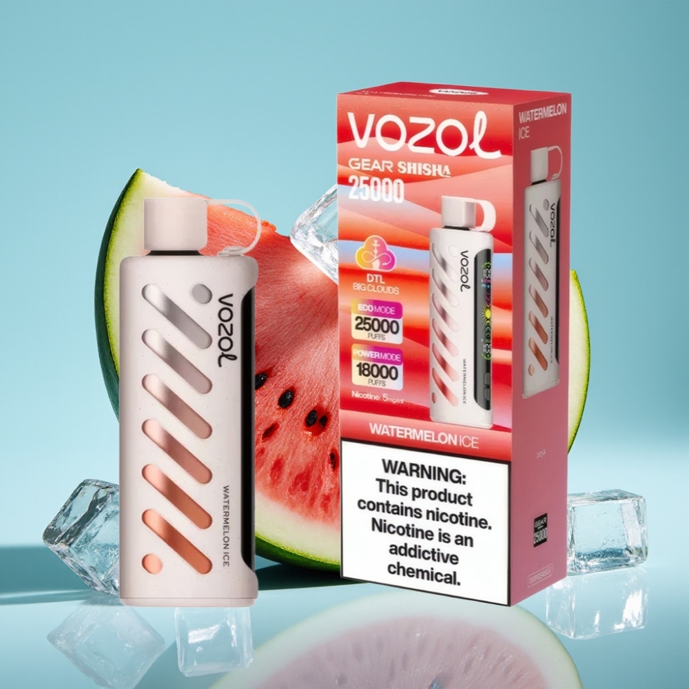 VOZOL Gear Shisha 25000 Puffs Chile Vape Sabor Sandía Helada, 30 Sabores, Chip S.i.L.C, Modos Dual Mesh, Batería 1000mAh, Nicotina 5mg/ml