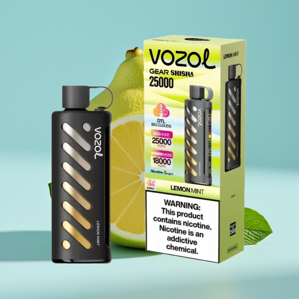 VOZOL Gear Shisha 25000 Puffs Chile vape Limón Menta, 30 Sabores, S.i.L.C Tech, Dual Mesh, 1000mAh, 5mg/ml