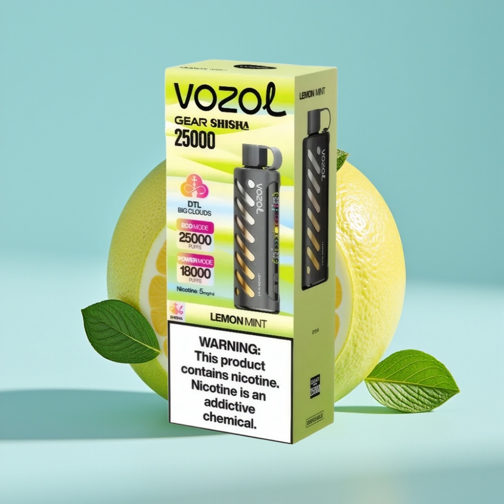 VOZOL Gear Shisha 25000 Puffs Chile vape Limón Menta, 30 Sabores, S.i.L.C Tech, Dual Mesh, 1000mAh, 5mg/ml