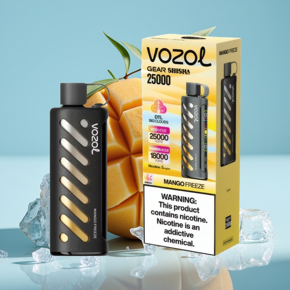 VOZOL Gear Shisha 25000 Puffs Chile vape Mango Freeze, 30 Sabores, S.i.L.C Tech, Dual Mesh, 1000mAh, 5mg/ml