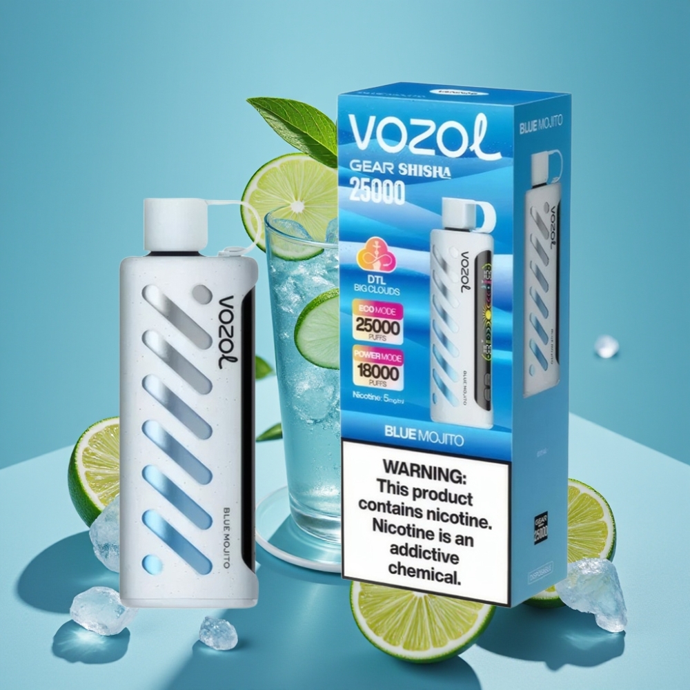 VOZOL Gear Shisha 25000 Puffs Chile vape Mojito Azul, 30 Sabores, 5mg/ml, 1000mAh, S.i.L.C Tech, Dual Mesh