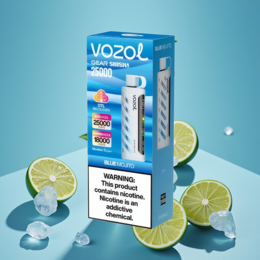 VOZOL Gear Shisha 25000 Puffs Chile vape Mojito Azul, 30 Sabores, 5mg/ml, 1000mAh, S.i.L.C Tech, Dual Mesh
