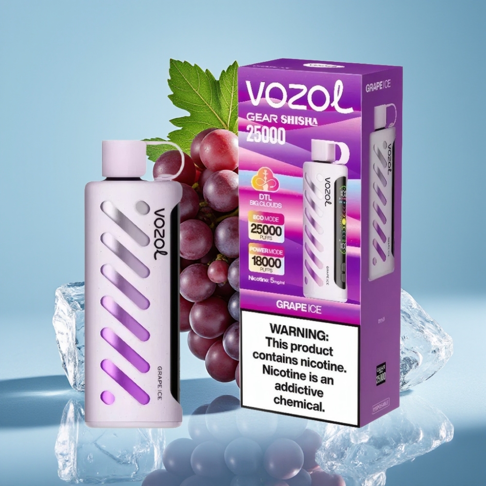 VOZOL Gear Shisha 25000 Puffs Chile vape Sabor Uva Hielo, 30 Sabores, S.i.L.C Tech, 1000mAh, 5mg/ml