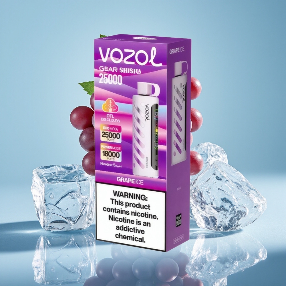 VOZOL Gear Shisha 25000 Puffs Chile vape Sabor Uva Hielo, 30 Sabores, S.i.L.C Tech, 1000mAh, 5mg/ml