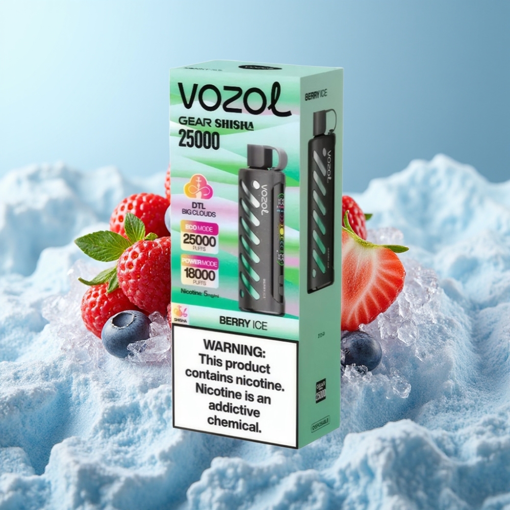 VOZOL Gear Shisha Chile vape 25000 Caladas Sabor Berry Ice 30 Sabores Modos Dual Mesh Batería 1000mAh Nicotina 5mg/ml S.i.L.C Tech