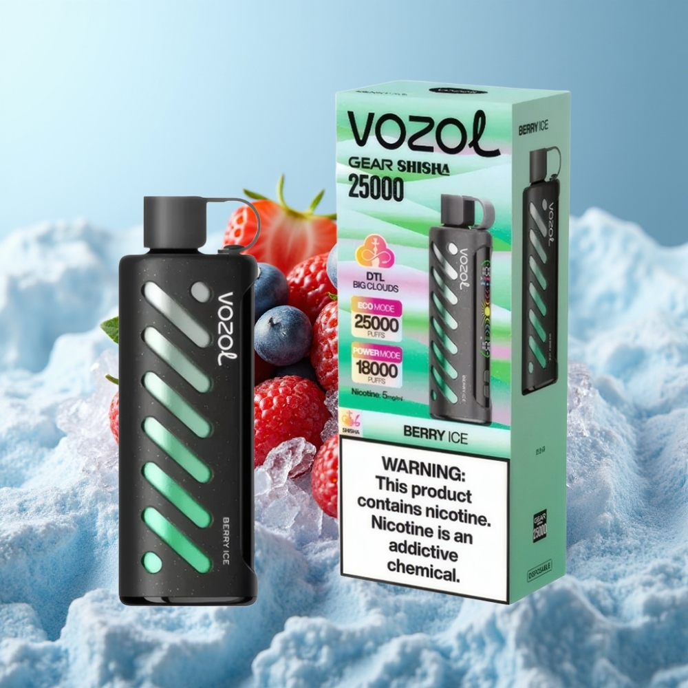 VOZOL Gear Shisha Chile vape 25000 Caladas Sabor Berry Ice 30 Sabores Modos Dual Mesh Batería 1000mAh Nicotina 5mg/ml S.i.L.C Tech
