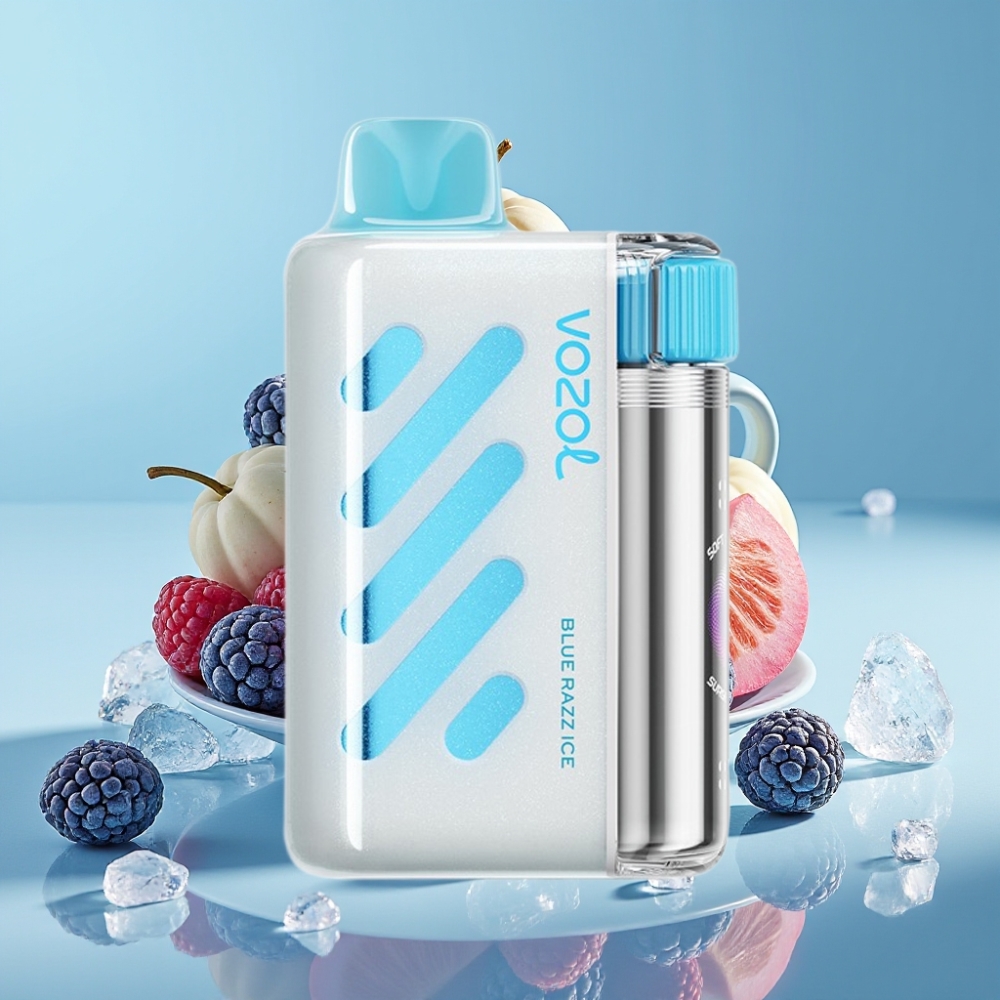 VOZOL VISTA 40000 Puffs Vape Desechable Recargable MTL Chile vape, 1000mAh Carga Rápida, 2% Nicotina, Malla, S.i.L.C, Azul Frambuesa Hielo